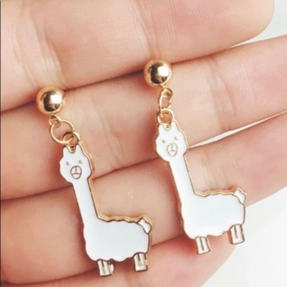 Llama Alpaca Stud Earrings. - Picture 2 of 6
